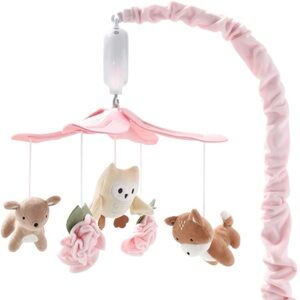 Pink Baby Crib Mobile with Plush Animals